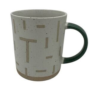 West Elm Wax Resist Monogram Mug "T" Off White Stoneware 14 oz